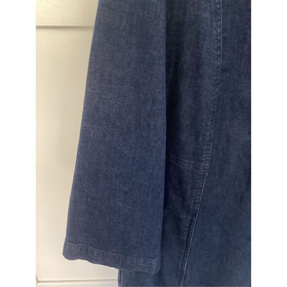 J. Jill Denim Lace Up Dress Sz L Stretch Raw Hem Pockets - Picture 4 of 9